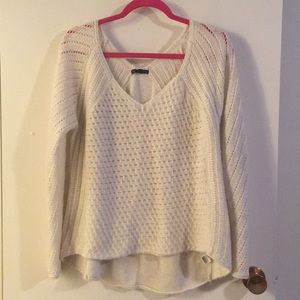 Silver and cream V-neck sweater American Eagle
